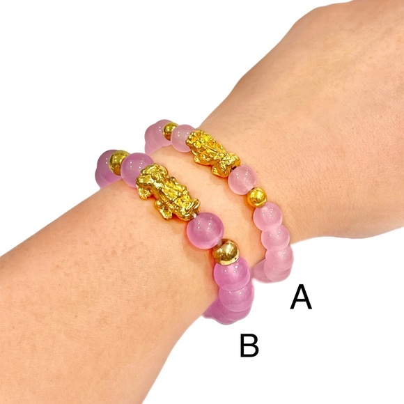 Rose Quartz Feng Shui Bracelet 8mm Self Love & Romance Style-A NWOT - Picture 3 of 10